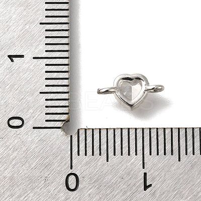 Rack Plating Brass Cubic Zirconia Heart Links Connector Charms KK-M014-01G-P-1