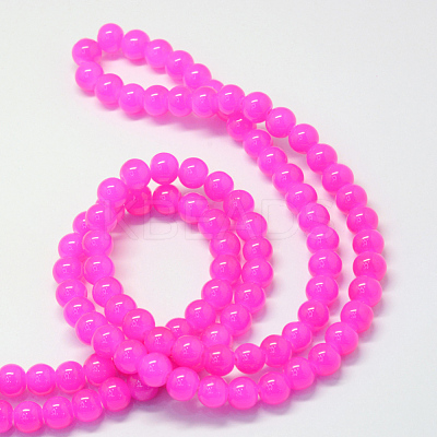 Baking Paint Imitation Jade Glass Round Bead Strands X-DGLA-Q021-6mm-28-1