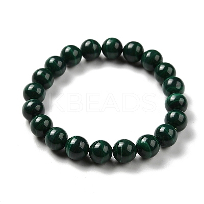 Natural Malachite Beaded Stretch Bracelets BJEW-A045-01A-1