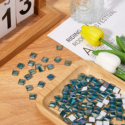 200Pcs Rainbow Color Glass Mosaic Tiles GLAA-SP0001-15-1