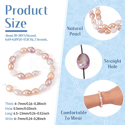 2 Strands Natural Cultured Freshwater Pearl Beads Strands PEAR-TA0001-29-1