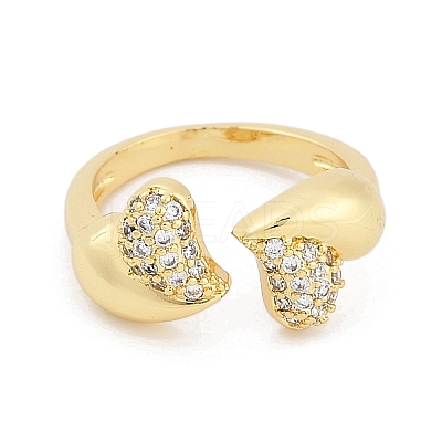 Brass Micro Pave Cubic Zirconia Cuff Rings RJEW-U030-03G-03-1