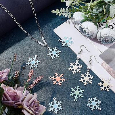 36Pcs 6 Colors Spray Painted Alloy Enamel Pendants ENAM-CA0001-25-1