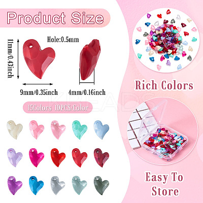150Pcs 15 Colors Transparent Acrylic Charms MACR-TA0001-56-1