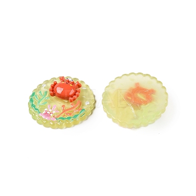 Ocean Theme Flat Round Resin Cabochons CRES-T025-02I-1