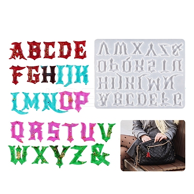 Gothic Style Letter A~Z DIY Silicone Molds DIY-P078-02-1