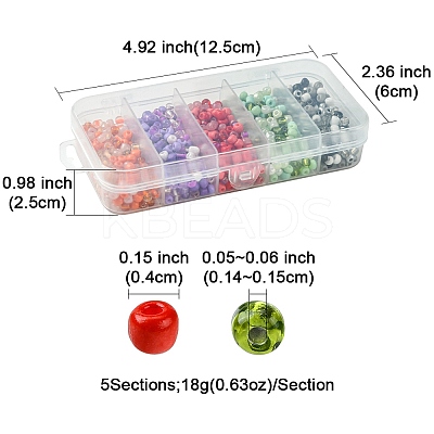 90G 5 Style Opaque & Transparent Inside Colours 3/0 Glass Seed Beads SEED-FS0001-15B-1