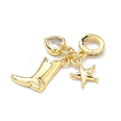 Brass Pave Clear Cubic Zirconia European Dangle Charms KK-P345-44G-1