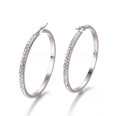 304 Stainless Steel Big Hoop Earrings EJEW-L232-036F-P-1