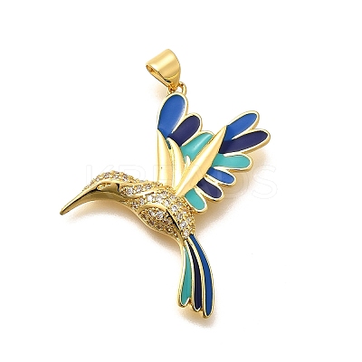 Rack Plating Brass Micro Pave Cubic Zirconia Enamel Pendants LS-KK-L226-002G-02-1