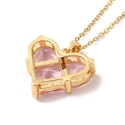 Pink Cubic Zirconia Pendant Necklace NJEW-H161-01A-1