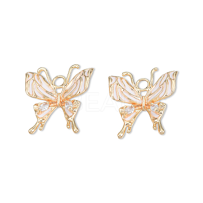Brass Pave Clear Cubic Zirconia Pendants KK-N232-479-1