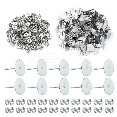 100Pcs 304 Stainless Steel Stud Earring Findings STAS-YW0001-43B-1