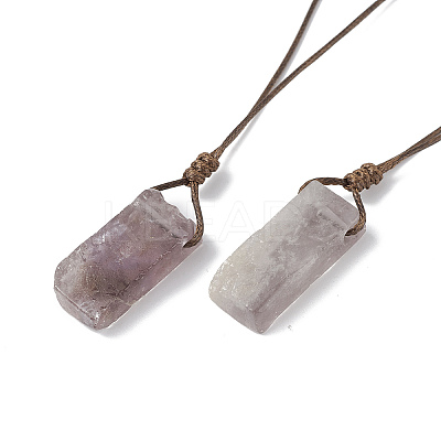 Natural Amethyst Nugget Pendant Necklace with Waxed Cord for Women NJEW-F306-01C-1