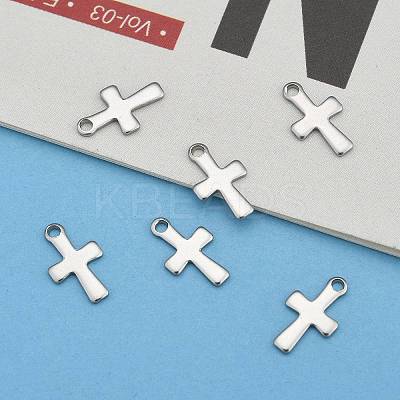 Non-Tarnish 304 Stainless Steel Tiny Cross Charms X-STAS-E104-34P-1