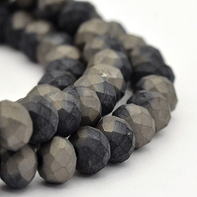 Half Plated Faceted Rondelle Glass Beads Strands EGLA-J054-6x4mm-HP01-1