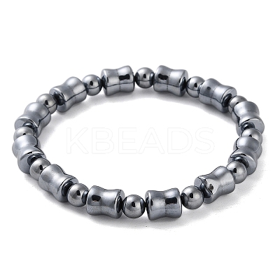 Bamboo Stick & Round Synthetic Terahertz Stone Beaded Stretch Bracelets for Women Men BJEW-F471-01-1