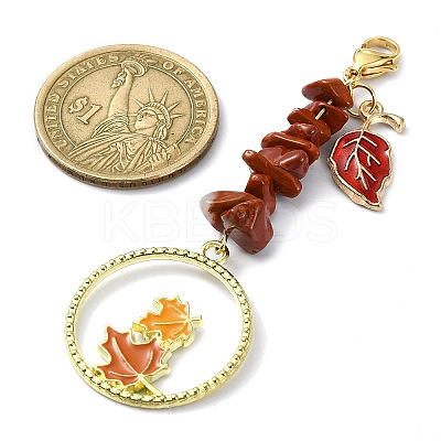 3Pcs Alloy Leaf Enamel Pendants Decorations HJEW-JM01770-1