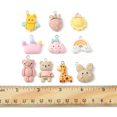 10Pcs 10 Styles Opaque Resin Pendants RESI-FS0001-31-1