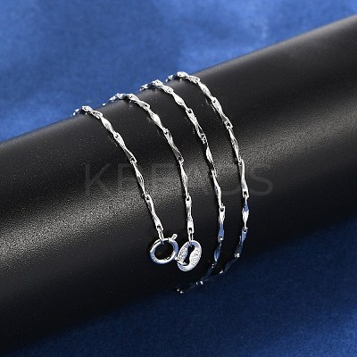 925 Sterling Silver Twisted Bar Link Chain Necklaces NJEW-H056-01B-P-1
