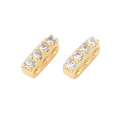Brass Micro Pave Clear Cubic Zirconia Spacer Bars KK-P302-20G-1