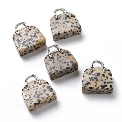 Natural Dalmatian Jasper Brass Pendants KK-E274-01P-015-1