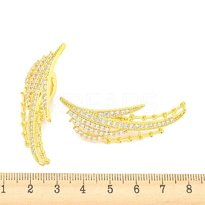 Rack Plating Brass Pave Clear Cubic Zirconia Twister Clasps KK-P243-03G-1