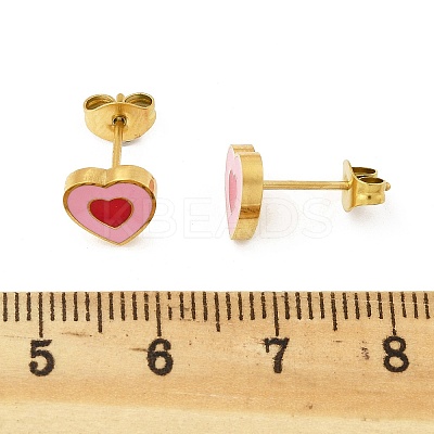 304 Stainless Steel Enamel Stud Earrings STAS-E502-01G-03-1