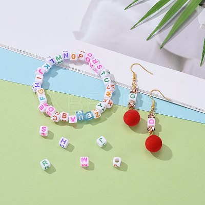 DIY 26 Letter Acrylic Beads Stretch Bracelets Kits for Children's Day DIY-LS0001-04-1