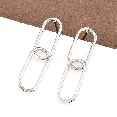 Oval 316 Stainless Steel Dangle Stud Earrings EJEW-D339-04P-1