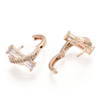 Rack Plating Brass Micro Pave Cubic Zirconia Hoop Earrings EJEW-P238-09KCG-1