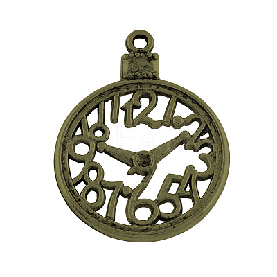 Alloy Clock Pendants TIBEP-24057-AB-NR-1