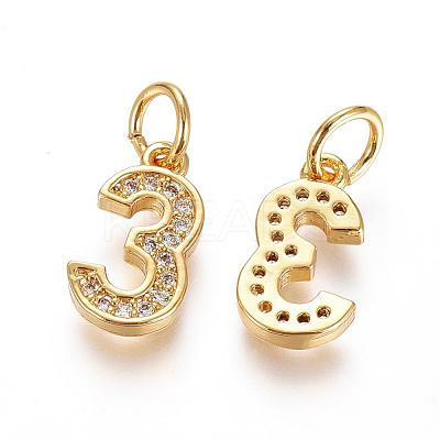 Brass Micro Pave Clear Cubic Zirconia Charms ZIRC-L092-03-G-1