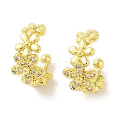 Brass Micro Pave Clear Cubic Zirconia Cuff Earrings for Women EJEW-I305-10G-1