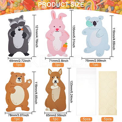 5 Sets 5 Styles Transparent Plastic Cookie Bag ABAG-BC0001-41-1