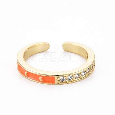 Real 16K Gold Plated Brass Micro Pave Clear Cubic Zirconia Cuff Rings RJEW-N037-002-NF-1
