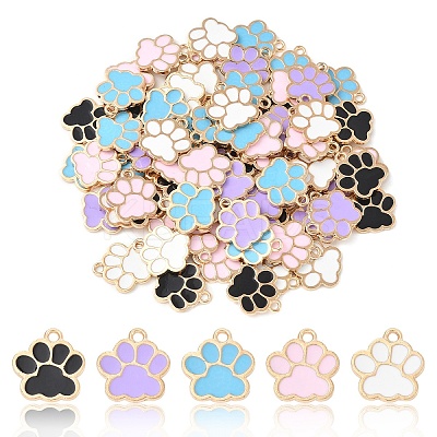 80Pcs 5 Colors Alloy Enamel Pendants ENAM-YW0005-19-1
