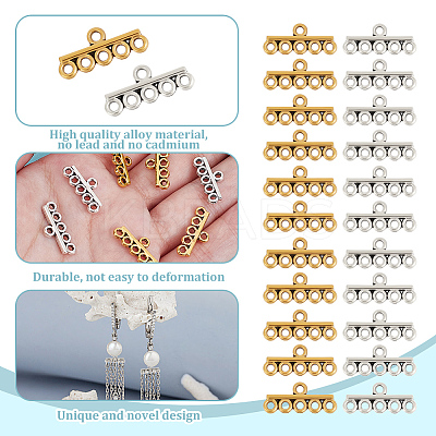 80Pcs 2 Colors Tibetan Style Alloy Chandelier Component Links FIND-GO0003-11B-1