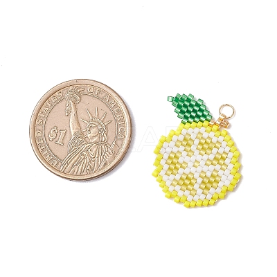 Glass Seed Beaded Lemon Pendants PALLOY-MZ00814-01-1