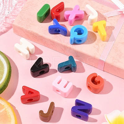 52Pcs 26 Styles Opaque Acrylic European Beads OACR-FS0002-08-1