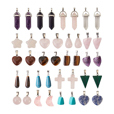 Natural & Synthetic Mixed Gemstone Pendants G-TA0001-21-1