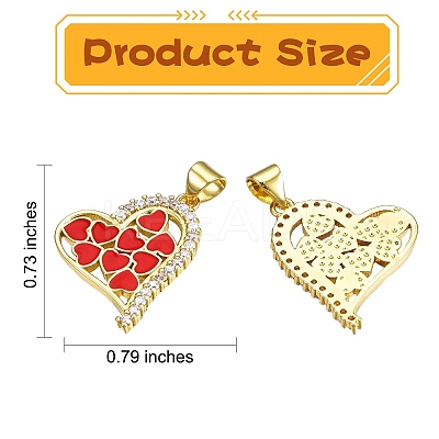 8Pcs 4 Colors Brass Micro Pave Clear Cubic Zirconia Pendants ZIRC-SZ0003-53-1