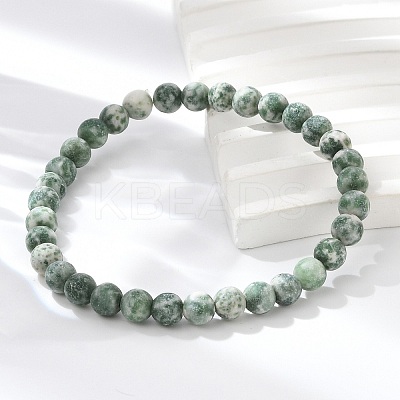 Natural Green Spot Jasper Bead Stretch Bracelets X-BJEW-K212-A-017-1