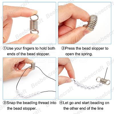 20Pcs 2 Style 304 Stainless Steel Mini Spring Bead Clamps for Beading Jewelry Making STAS-BBC0004-59-1