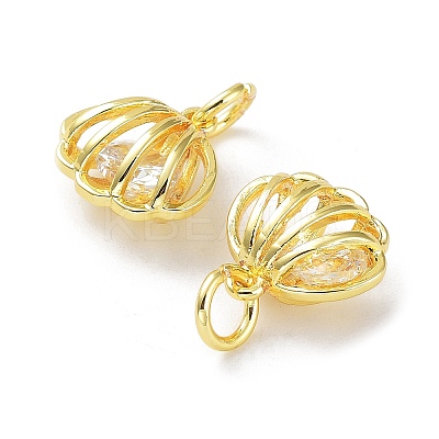 Rack Plating Brass Clear Cubic Zirconia Pendants KK-B078-06G18-1