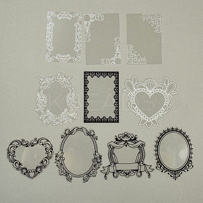 10Pcs 10 Styles Vintage Lace Waterproof PET Stickers Sets LS-DIY-M066-05E-1