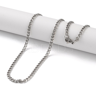 304 Stainless Steel Cuban Link Chain Necklaces for Men NJEW-B117-01C-P-1