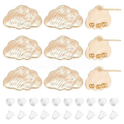 10Pcs Cloud Shape Brass Stud Earring Findings EJEW-BC0001-13-1