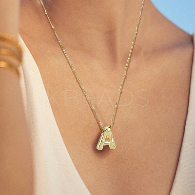 1pc Brass Chain with Alloy Letter Pendants Necklaces NJEW-LP0001-41A-G-1