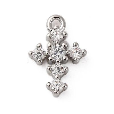 Brass Micro Pave Clear Cubic Zirconia Charms KK-V016-22D-P-1